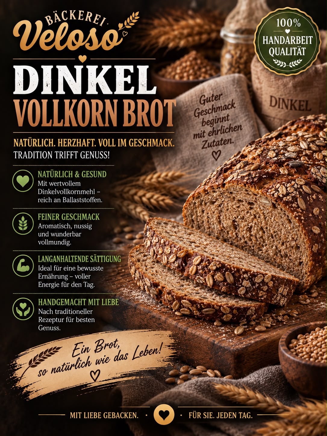Dinkel Vollkorn Brot von Bäckerei Veloso