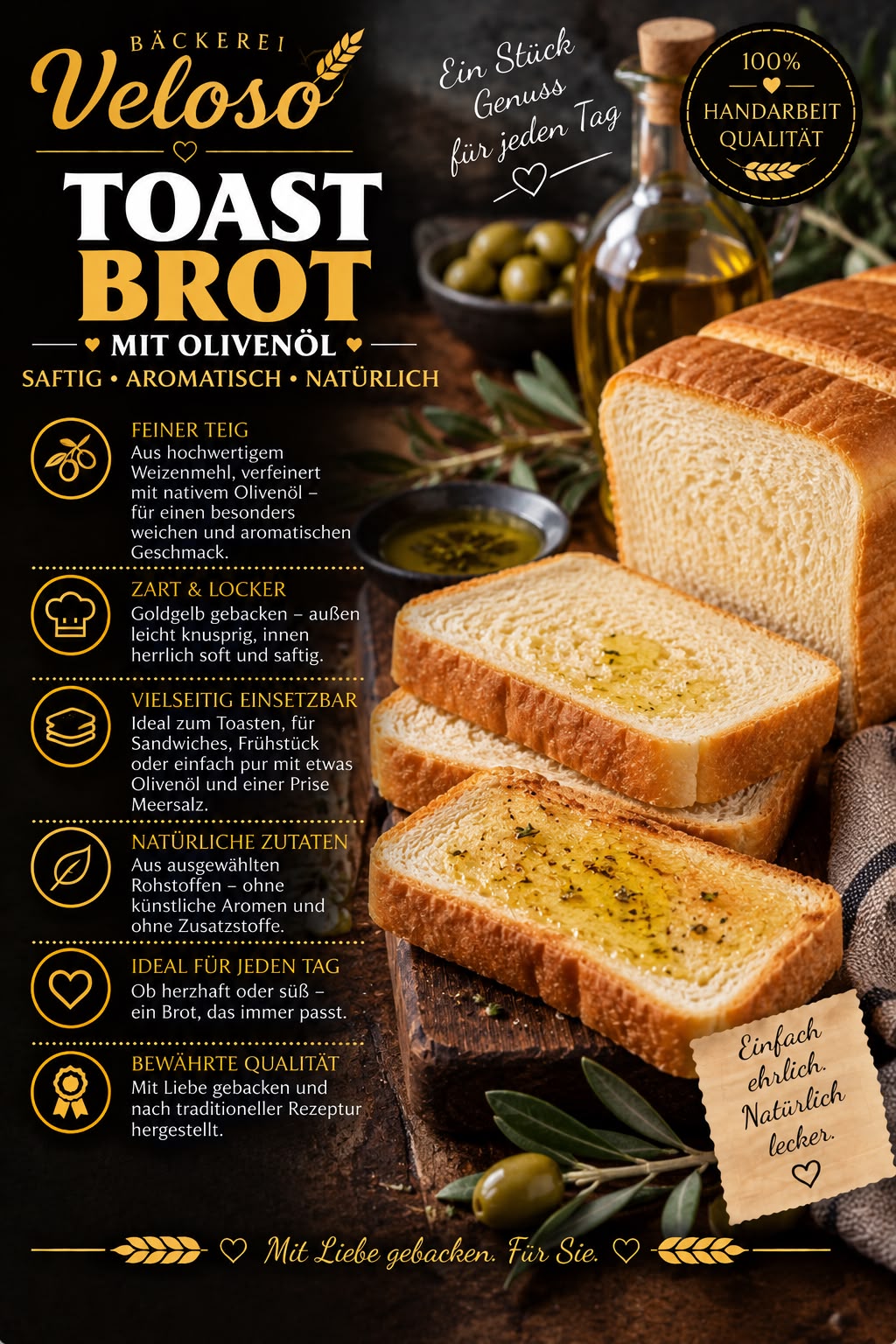 Toastbrot mit Olivenöl von Bäckerei Veloso